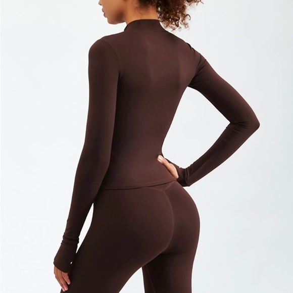Chocolate Brown Compression Athleisure Set - Picture 3 of 6